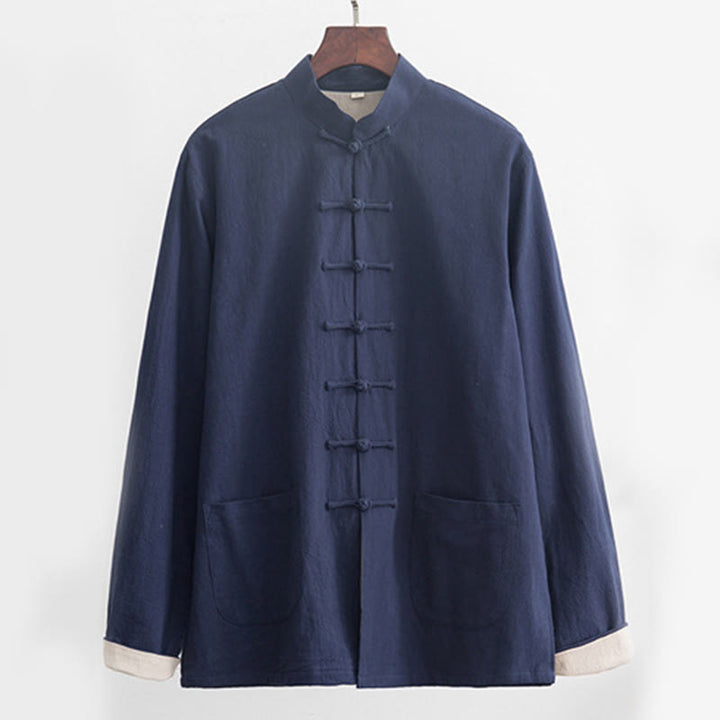 Buddha Stones 2点セット 禅唐装 メンズ リネン カエルボタン 長袖 シャツ パンツ セット - image 24