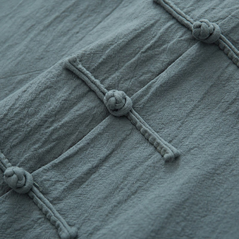 Buddha Stones 2点セット 禅唐装 メンズ リネン カエルボタン 長袖 シャツ パンツ セット - image 8