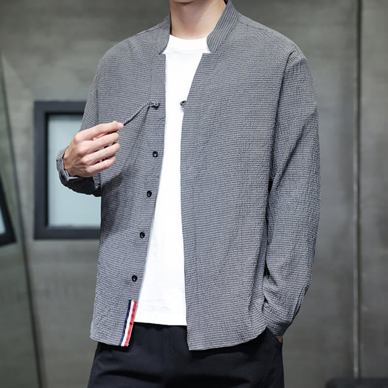 Buddha Stones秋 無地 メンズ ボタン 長袖 シャツ 衣類 - image 2