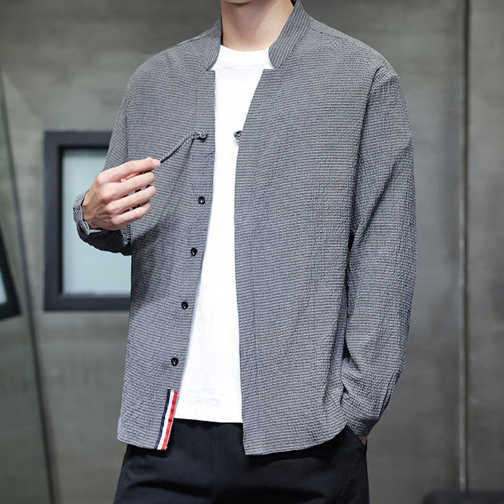 Buddha Stones秋 無地 メンズ ボタン 長袖 シャツ 衣類 - image 2