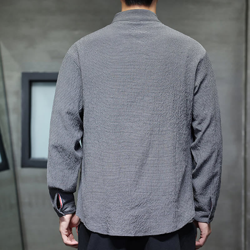 Buddha Stones秋 無地 メンズ ボタン 長袖 シャツ 衣類 - image 4