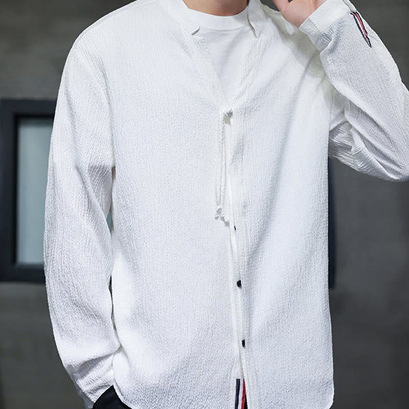 Buddha Stones秋 無地 メンズ ボタン 長袖 シャツ 衣類 - image 15