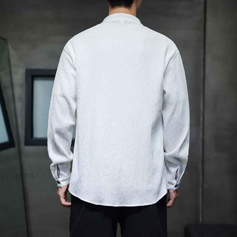 Buddha Stones秋 無地 メンズ ボタン 長袖 シャツ 衣類 - image 13