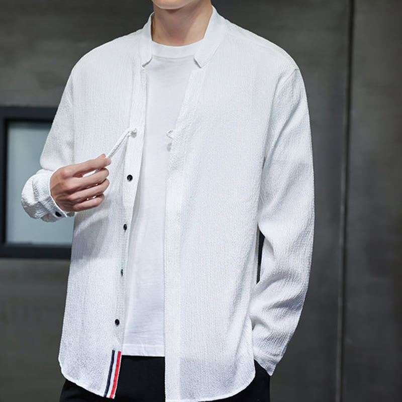 Buddha Stones秋 無地 メンズ ボタン 長袖 シャツ 衣類 - image 12