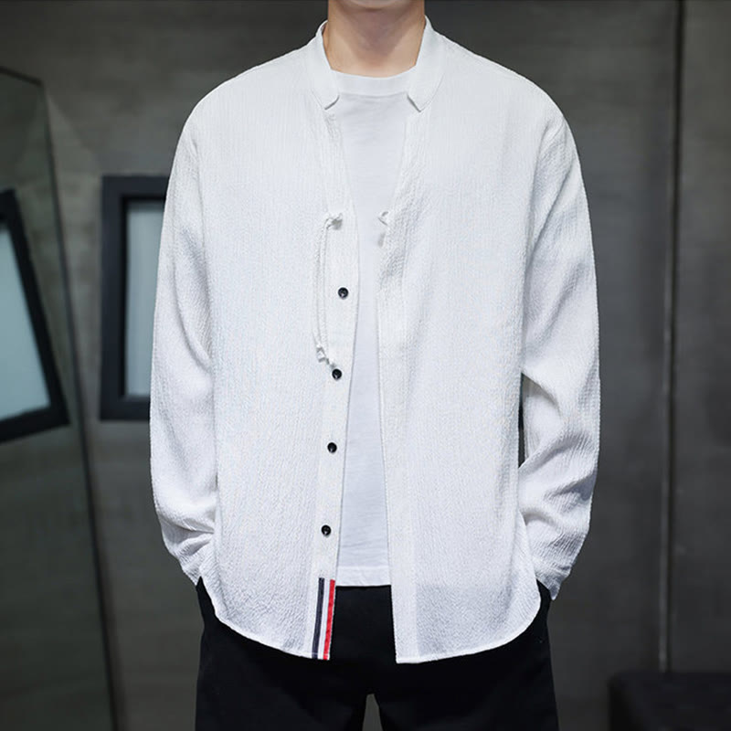 Buddha Stones秋 無地 メンズ ボタン 長袖 シャツ 衣類 - image 14