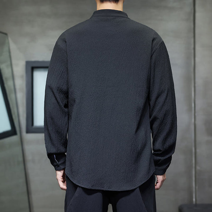 Buddha Stones秋 無地 メンズ ボタン 長袖 シャツ 衣類 - image 19