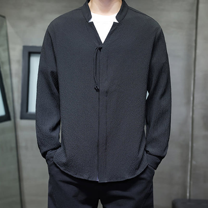 Buddha Stones秋 無地 メンズ ボタン 長袖 シャツ 衣類 - image 21