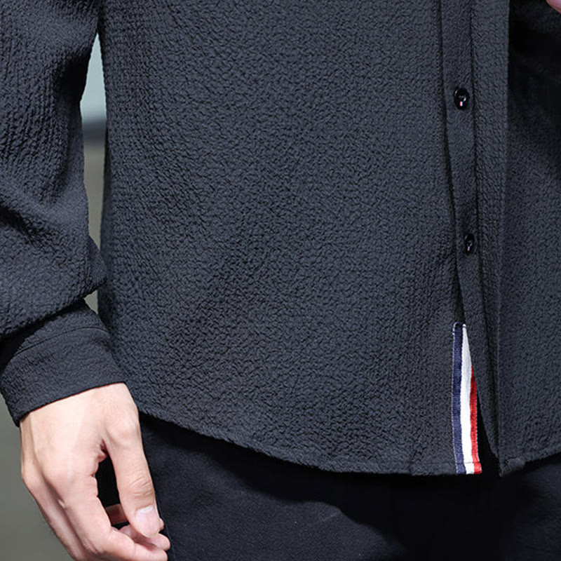 Buddha Stones秋 無地 メンズ ボタン 長袖 シャツ 衣類 - image 25