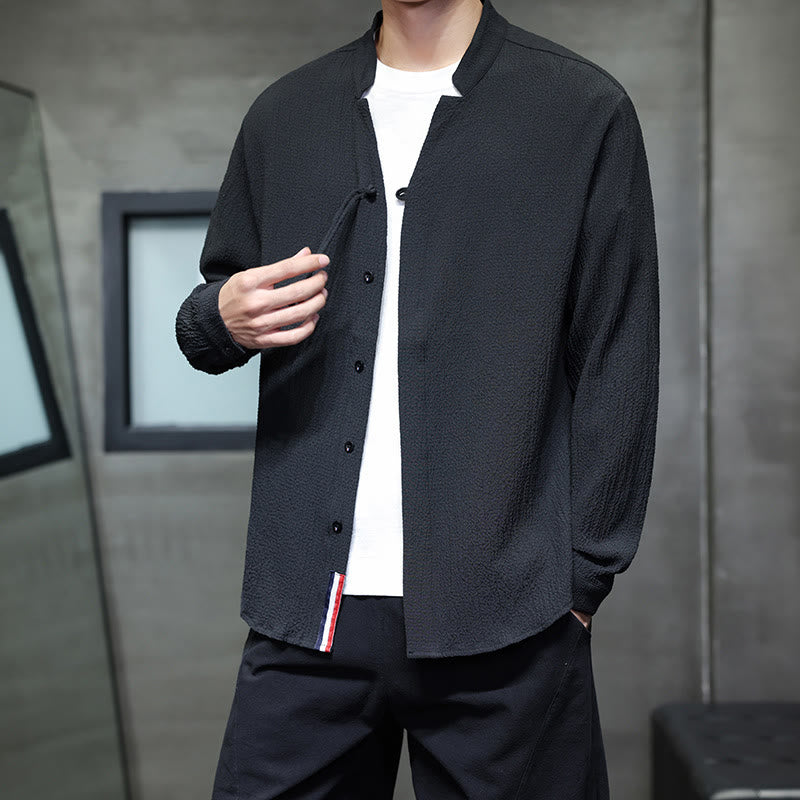 Buddha Stones秋 無地 メンズ ボタン 長袖 シャツ 衣類 - image 18