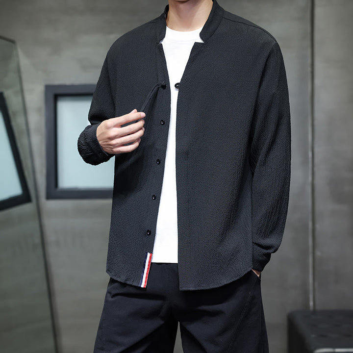 Buddha Stones秋 無地 メンズ ボタン 長袖 シャツ 衣類 - image 18