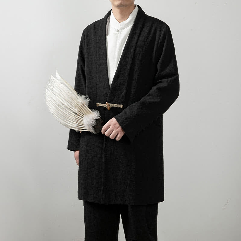 Buddha Stones秋 シンプル コットン メンズ 長袖 ミドル丈 コート 服