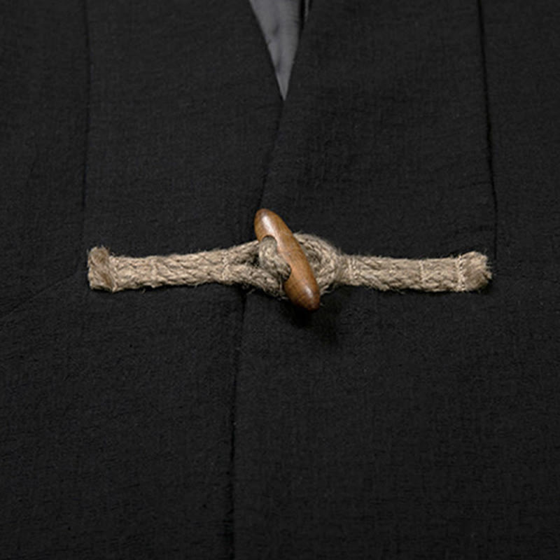 Buddha Stones秋 シンプル コットン メンズ 長袖 ミドル丈 コート 服 - image 8