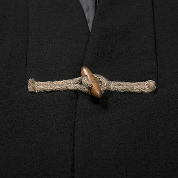 Buddha Stones秋 シンプル コットン メンズ 長袖 ミドル丈 コート 服 - image 8