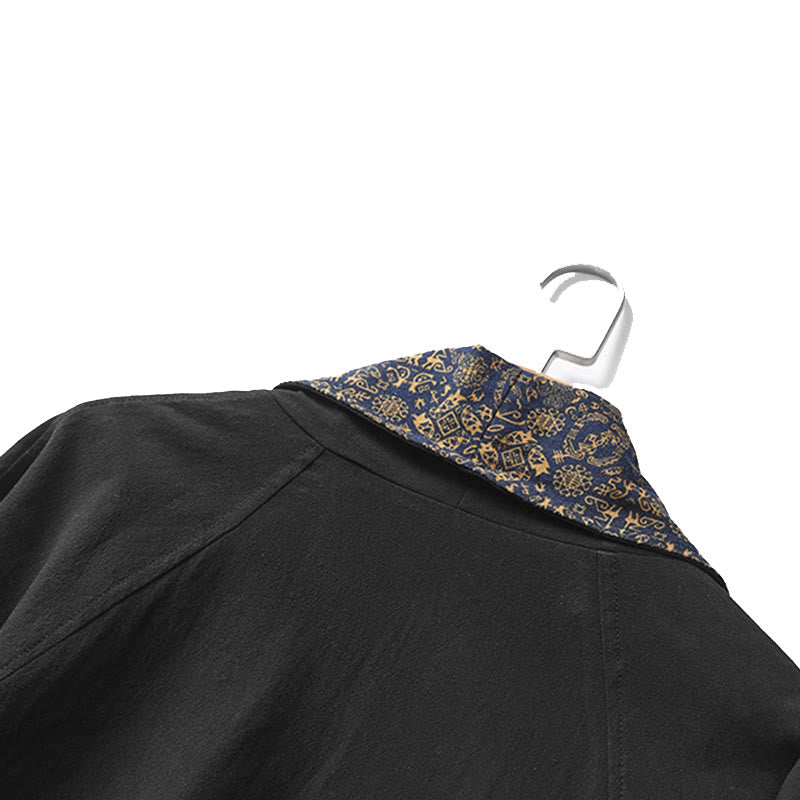 Buddha Stones秋冬 メンズ コットン ミドル丈コート 両面ジャケット - image 11
