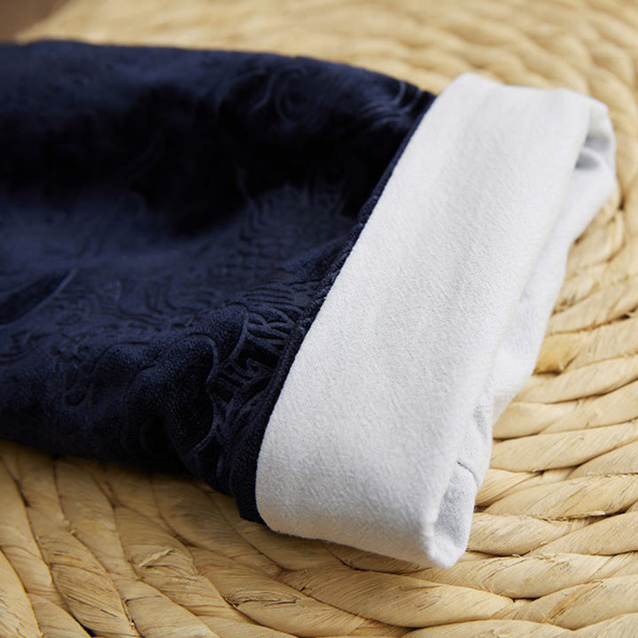 Buddha Stonesヴィンテージ 秋冬 中国風 カエルボタン 唐装 メンズ ドラゴン ジャカード ローブ ポケット付き - image 12