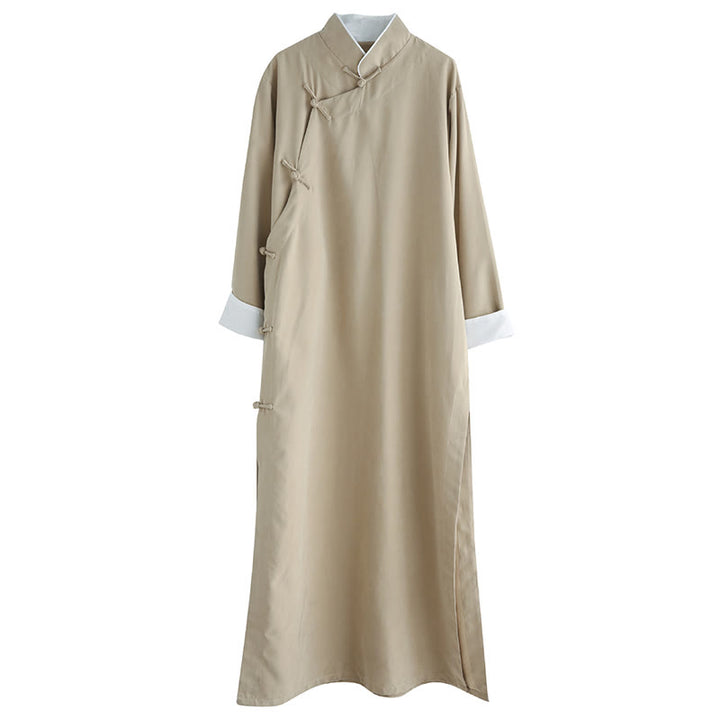 Buddha Stonesの秋の無地中国風フロッグボタンコットンメンズ唐装ローブ - image 19