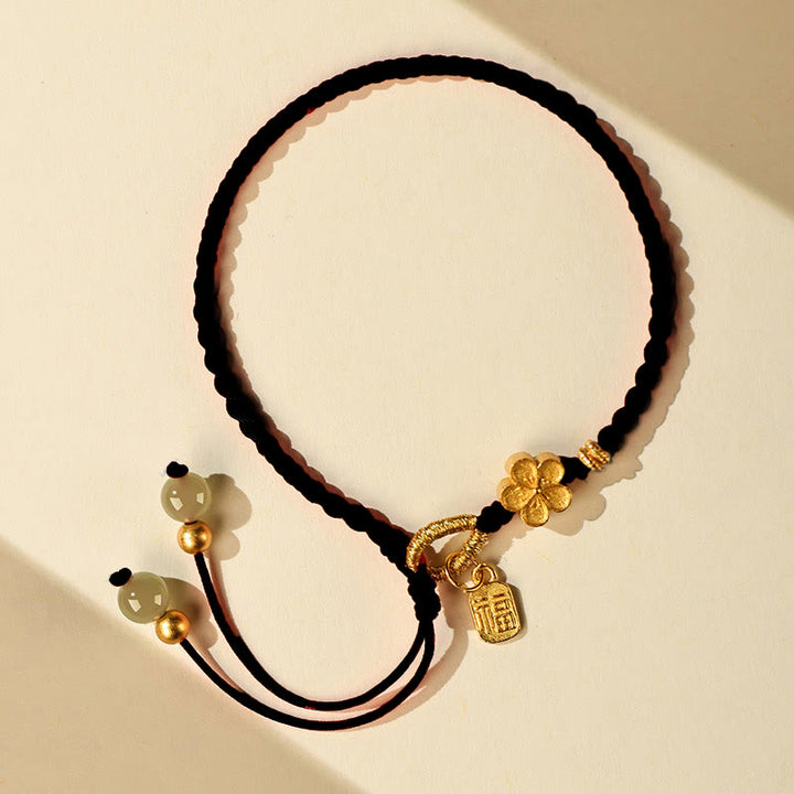 Buddha Stones和田翡翠 小桃の花 福文字 チャーム 幸運 紐 ブレスレット - image 10