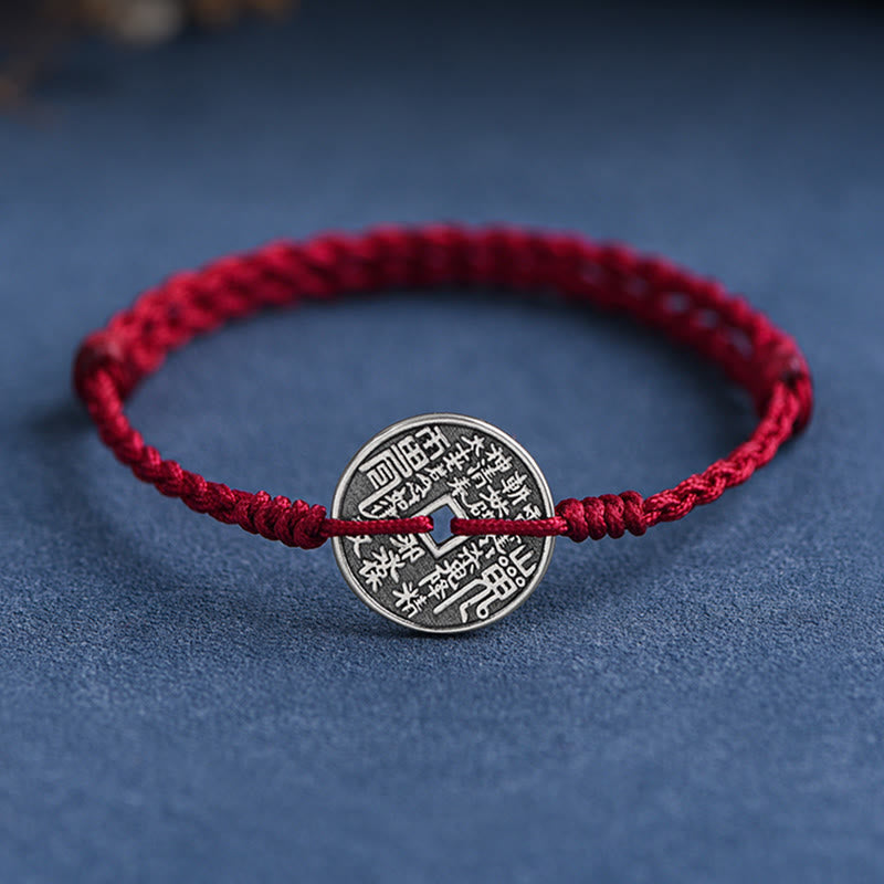 Buddha Stones925スターリングシルバー コインプロテクション 編み込みブレスレット アンクレット - image 0