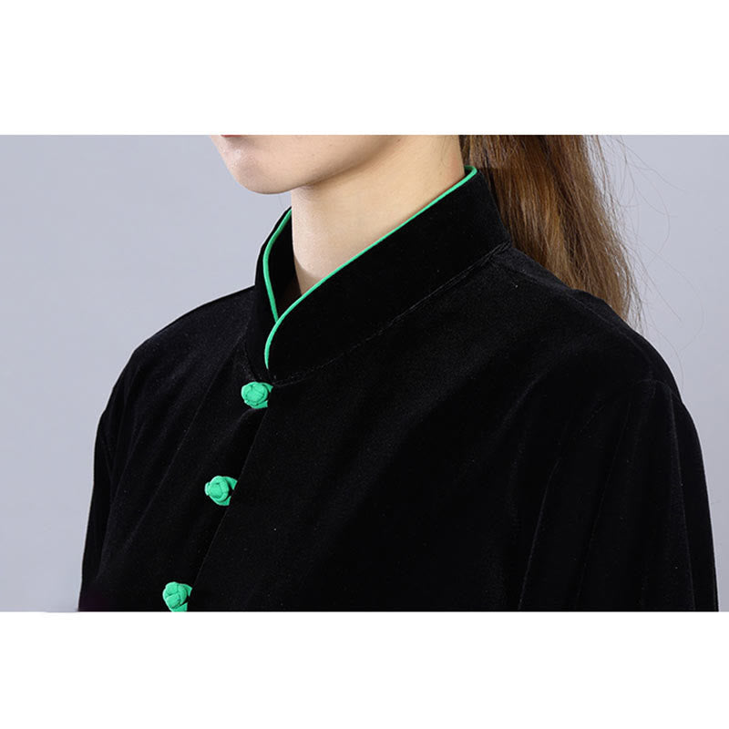 Buddha Stones2点セット 秋冬 太極拳 瞑想 気功 禅 練習 ユニセックス ベロア プラッシュ 服 セット - image 2