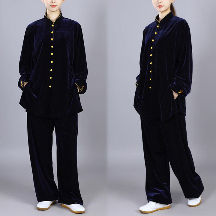 Buddha Stones2点セット 秋冬 太極拳 瞑想 気功 禅 練習 ユニセックス ベロア プラッシュ 服 セット - image 15