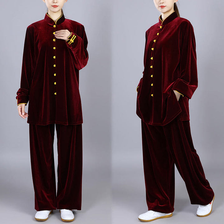 Buddha Stones2点セット 秋冬 太極拳 瞑想 気功 禅 練習 ユニセックス ベロア プラッシュ 服 セット - image 9
