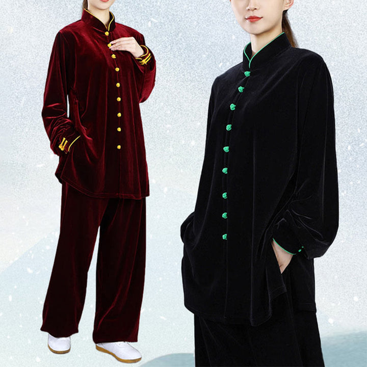 Buddha Stones2点セット 秋冬 太極拳 瞑想 気功 禅 練習 ユニセックス ベロア プラッシュ 服 セット - image 21