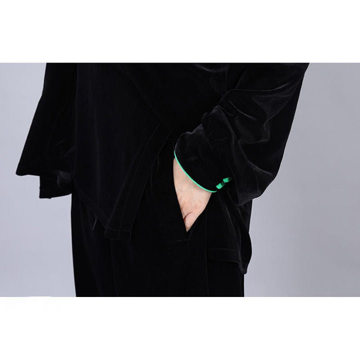 Buddha Stones2点セット 秋冬 太極拳 瞑想 気功 禅 練習 ユニセックス ベロア プラッシュ 服 セット - image 5