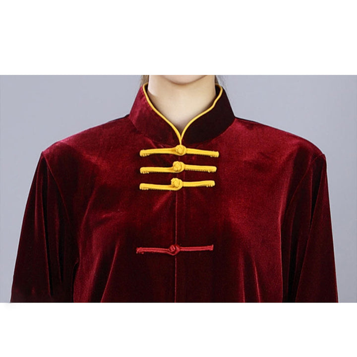 Buddha Stones 2点セット 秋冬 太極拳 気功 練習用 ユニセックス カエルボタン 瞑想 ベロア ウェア セット - image 8