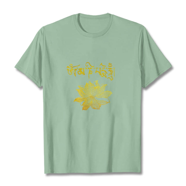 Buddha Stones黄金蓮 サンスクリットTシャツ - 淡い緑 - 2XL - image 14