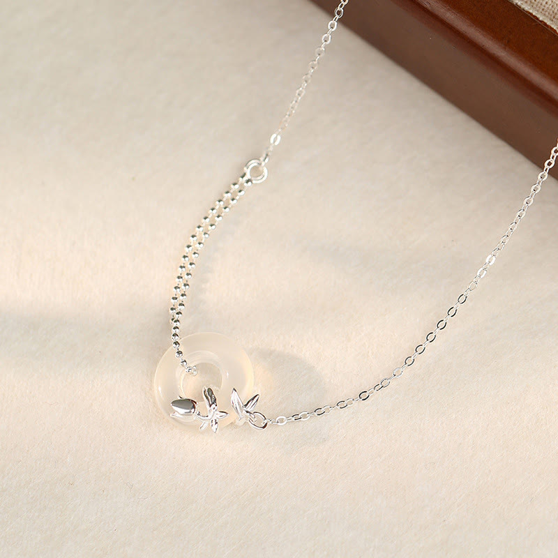 Buddha Stones925スターリングシルバー チューリップカルセドニー ピースバックル フォーチュンネックレスペンダント