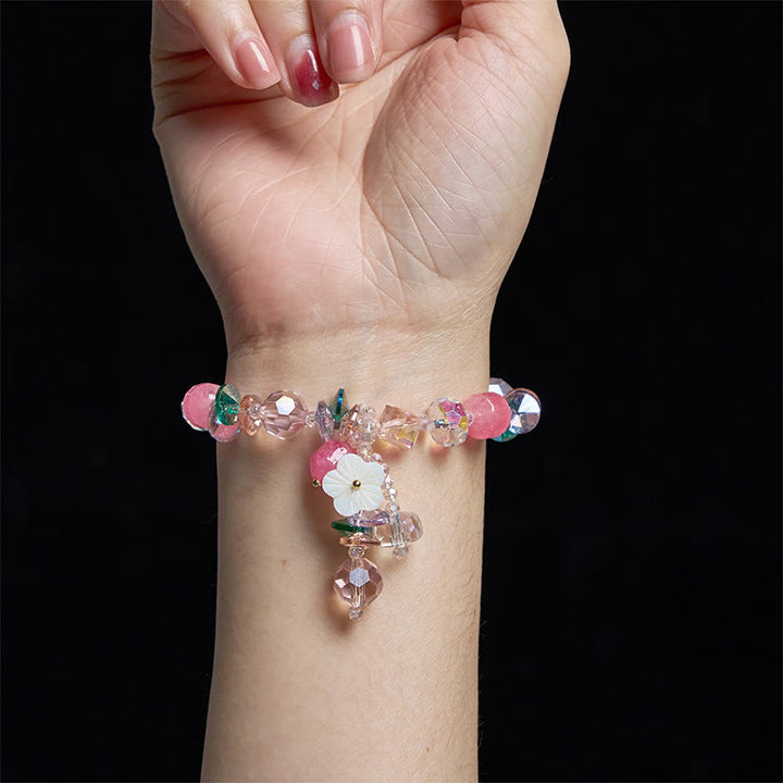 Buddha Stonesピンククリスタル グリーンクリスタル ホワイトクリスタル フラワー 温もりブレスレット - image 4