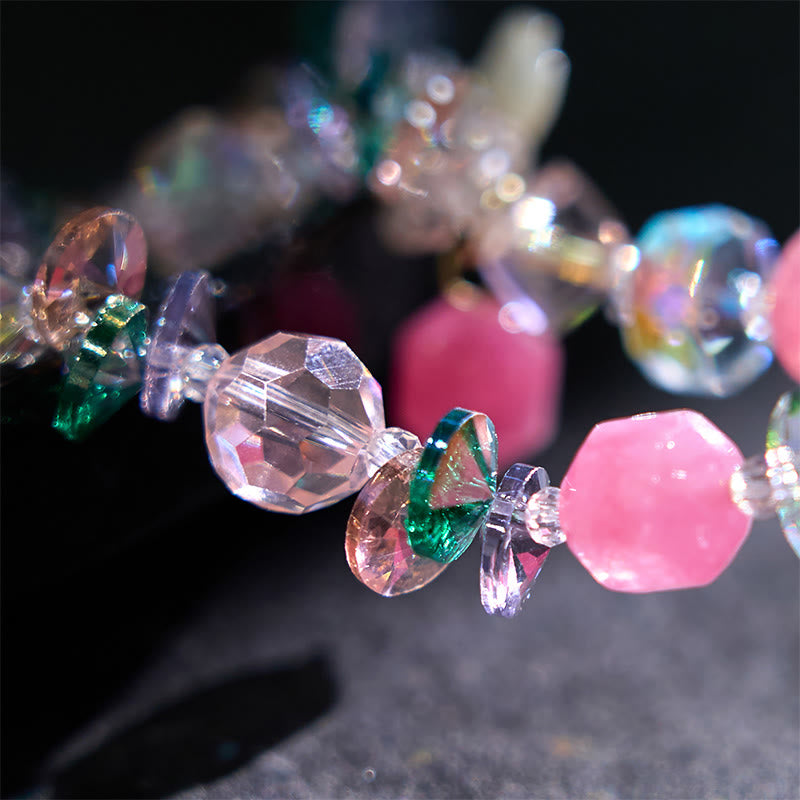 Buddha Stonesピンククリスタル グリーンクリスタル ホワイトクリスタル フラワー 温もりブレスレット - image 3