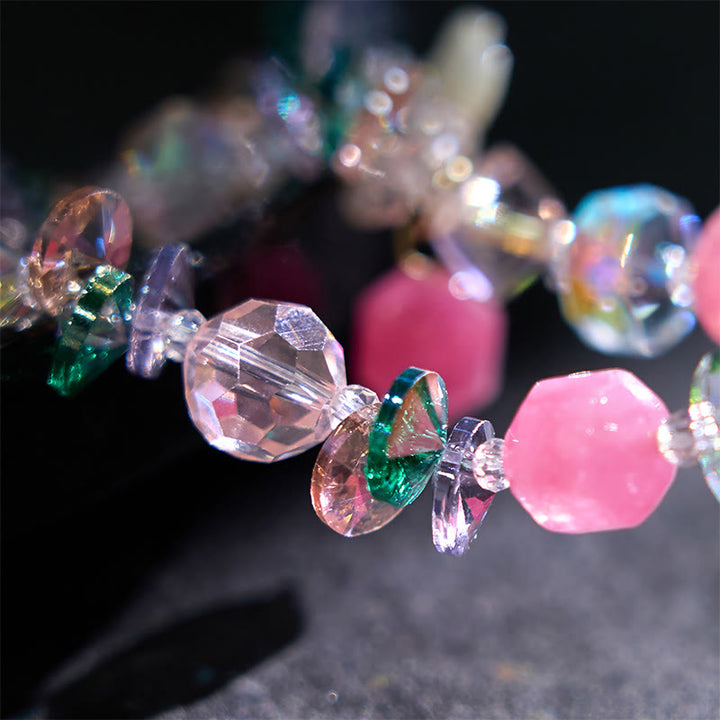 Buddha Stonesピンククリスタル グリーンクリスタル ホワイトクリスタル フラワー 温もりブレスレット - image 3