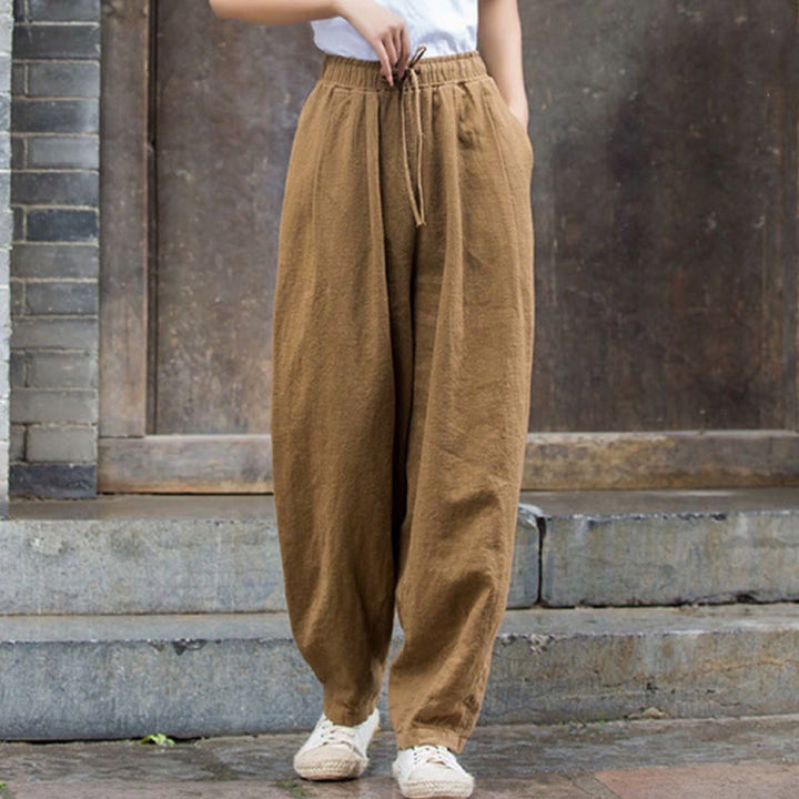 Buddha Stones無地デザイン コットン レディース パンツ - image 3