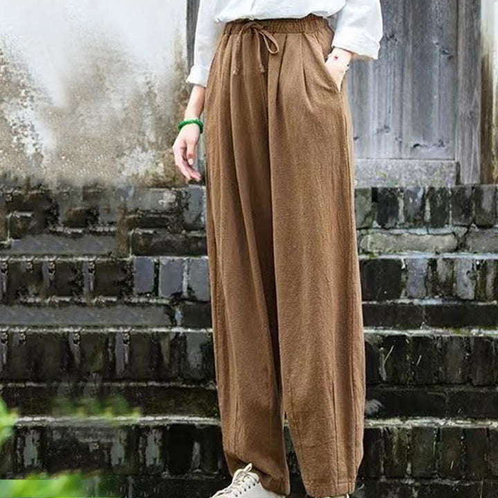 Buddha Stones無地デザイン コットン レディース パンツ - image 4
