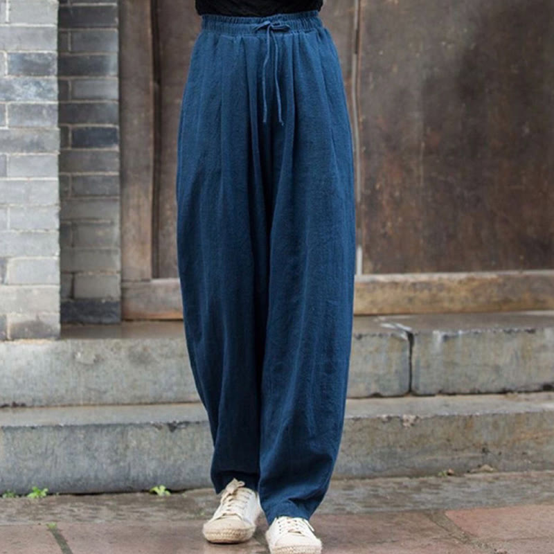 Buddha Stones無地デザイン コットン レディース パンツ - スチールブルー - US14、 UK/AU18、 EU46 (4XL) - image 12