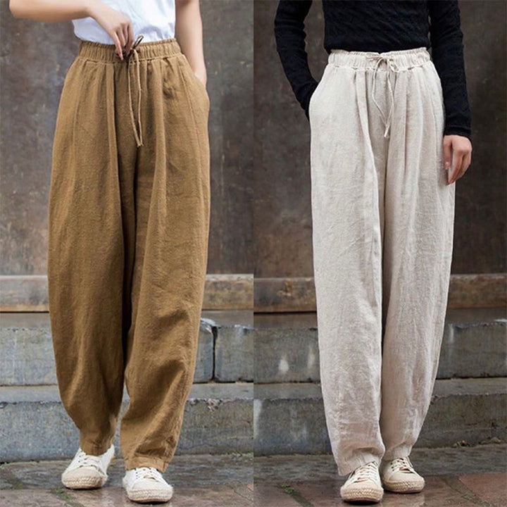 Buddha Stones無地デザイン コットン レディース パンツ - image 0