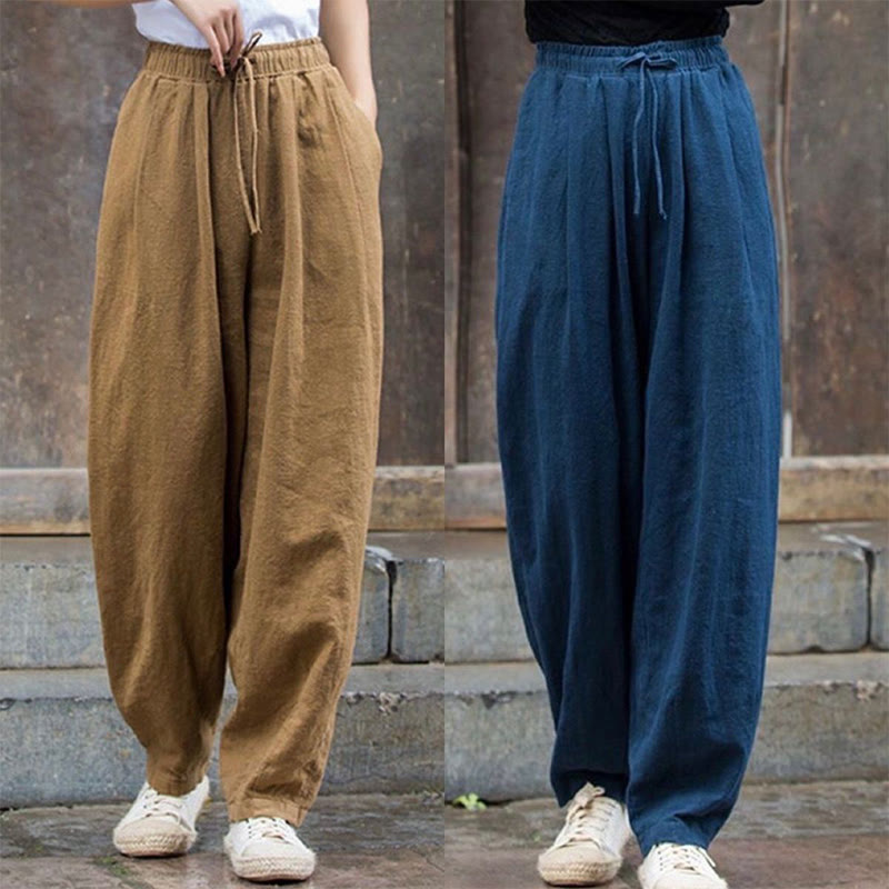 Buddha Stones無地デザイン コットン レディース パンツ - image 11