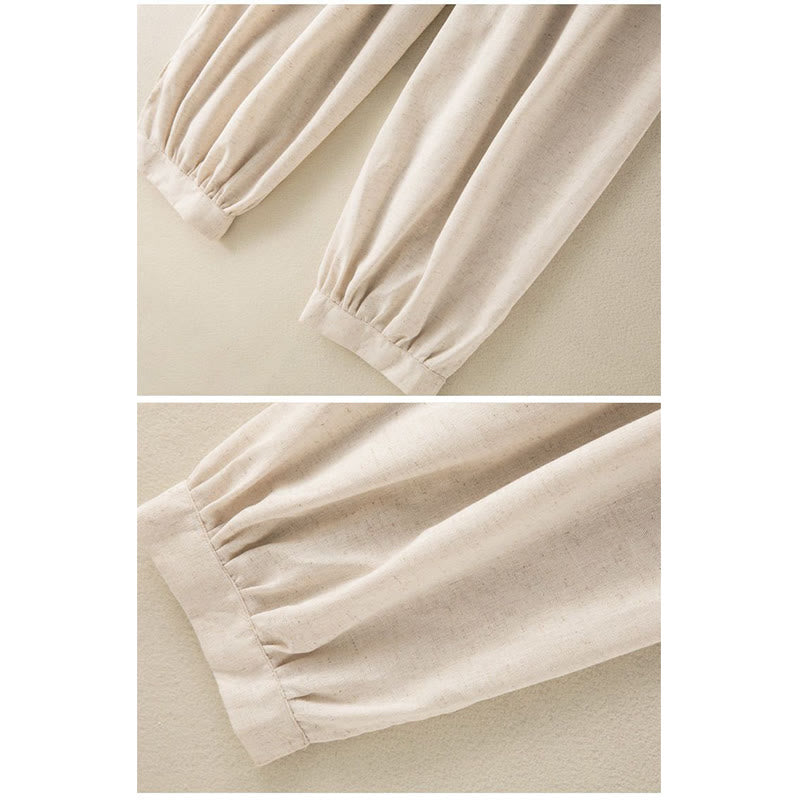 Buddha Stones レディース 無地コットン素材 ドローストリング サルエルパンツ ポケット付 - image 6