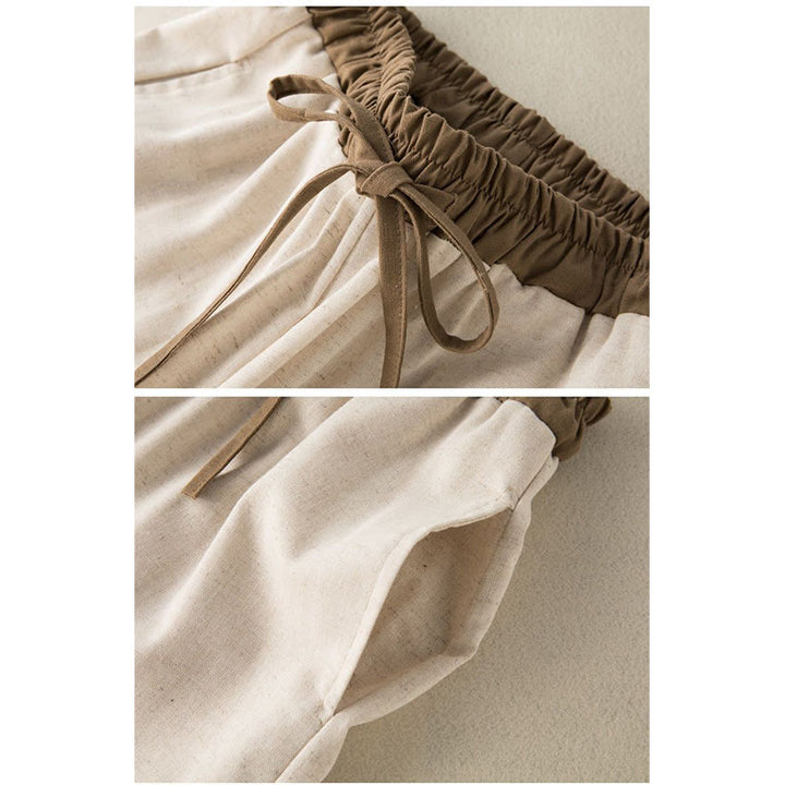 Buddha Stones レディース 無地コットン素材 ドローストリング サルエルパンツ ポケット付 - image 2