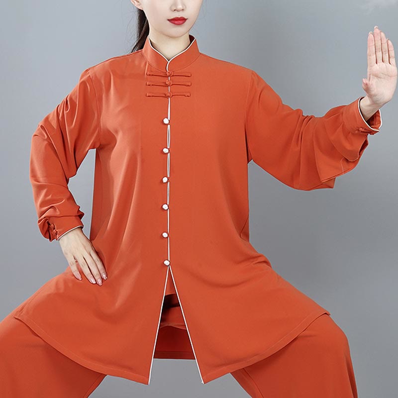 Buddha Stones 2点セット 秋冬 無地 カエルボタン 太極拳 瞑想 気功 禅 練習 ユニセックス コットン 服 セット