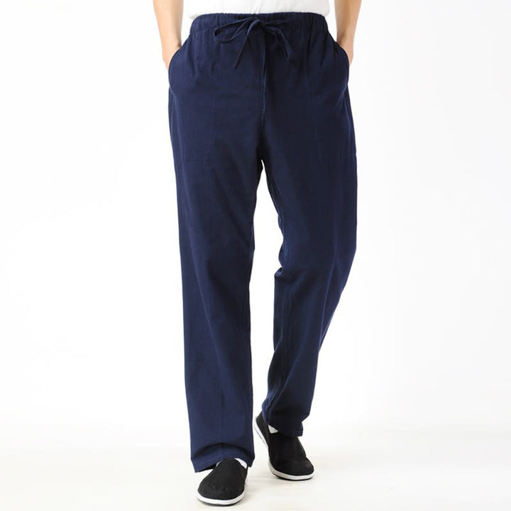 Buddha Stones秋冬 無地 メンズ ドローストリングパンツ ポケット付き - image 1