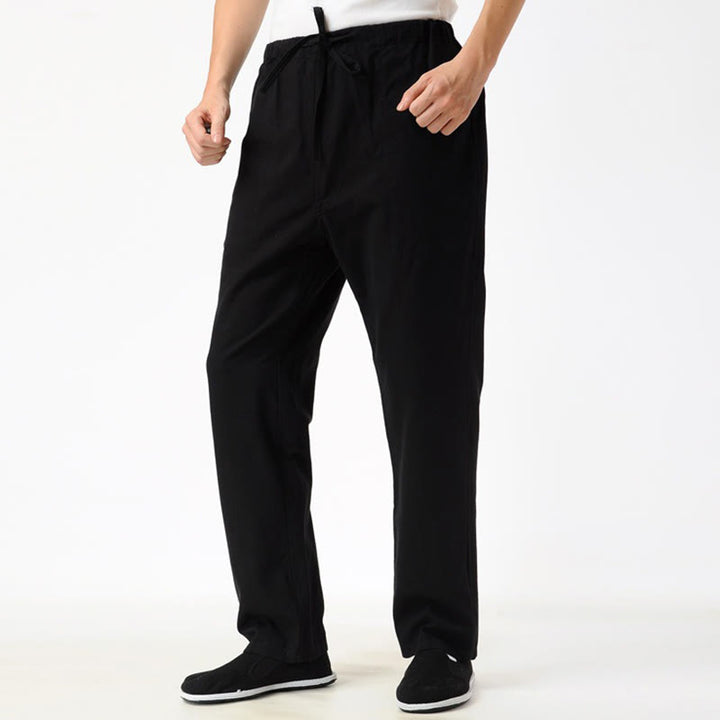 Buddha Stones秋冬 無地 メンズ ドローストリングパンツ ポケット付き - image 5