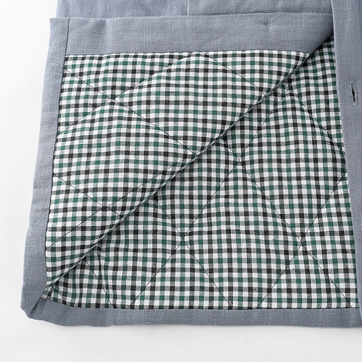 Buddha Stones冬用 メンズ フロッグボタン タンスーツ リネンコットン フリース裏地 ジャケット シャツ ポケット付き - image 8