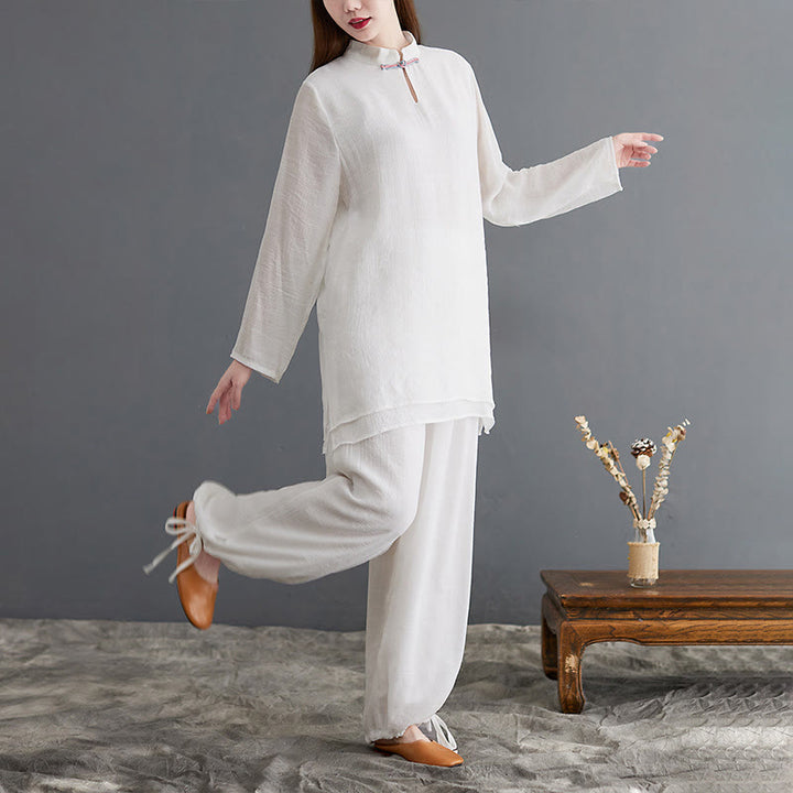 Buddha Stones 2点セット 無地 レディース 長袖 シャツ パンツ 瞑想服 セット - image 17