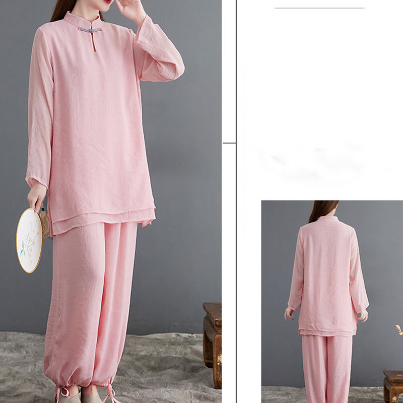 Buddha Stones 2点セット 無地 レディース 長袖 シャツ パンツ 瞑想服 セット - image 5