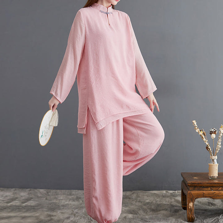 Buddha Stones 2点セット 無地 レディース 長袖 シャツ パンツ 瞑想服 セット - image 2