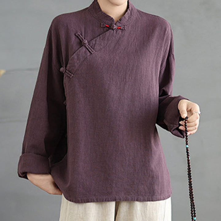 Buddha Stones無地 フロッグボタン 長袖 レディース シャツ - image 13