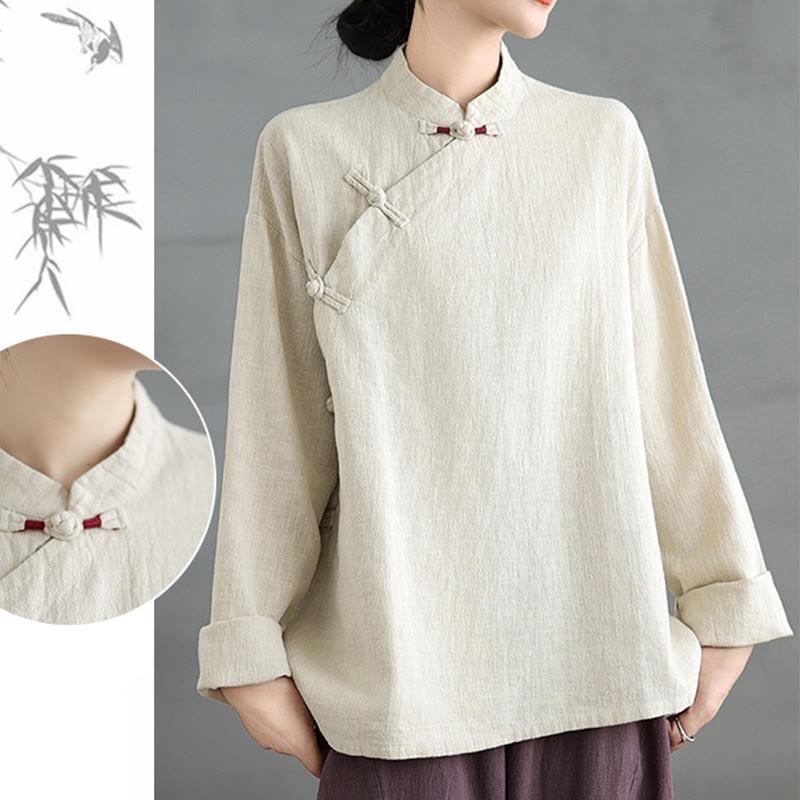 Buddha Stones無地 フロッグボタン 長袖 レディース シャツ - image 18