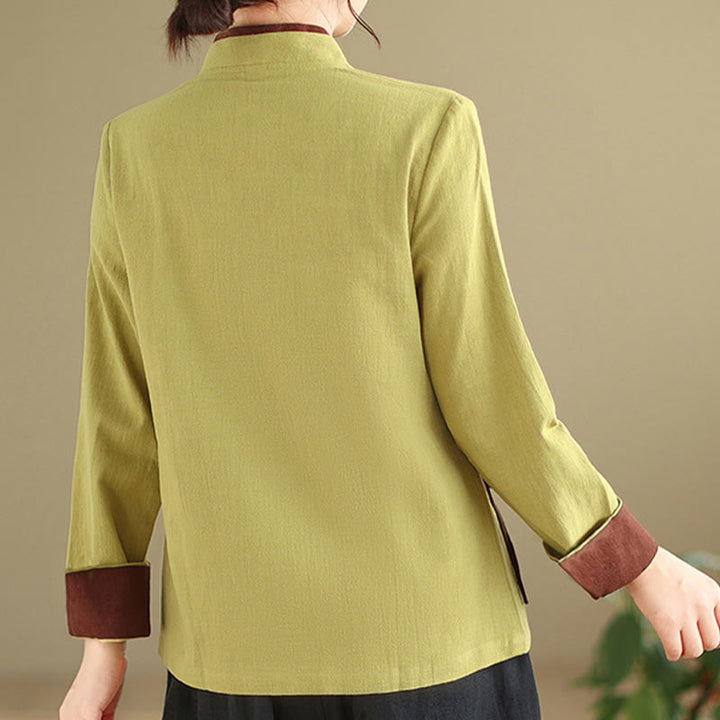 Buddha Stonesの秋の無地漢服長袖レースアップレディースシャツ - image 12